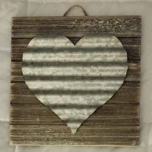 Galvanized Metal Heart on Wood